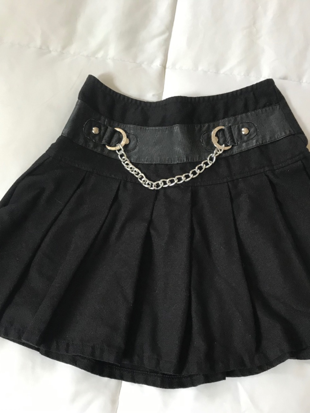 Royal Bones Daang Goodman Chain Pleated Skirt Womens XS Black Preppy Goth Punk